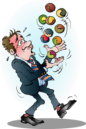 Manager with many balls in the air cartoon illustration vector drawingのイラスト素材