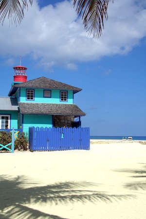 Colorful house on a tropical beachの写真素材
