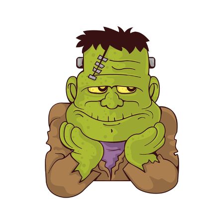 frankenstein illustration with gradientsのイラスト素材