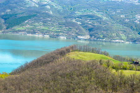 View of the Danube from the banks of Donji Milanovac.の写真素材