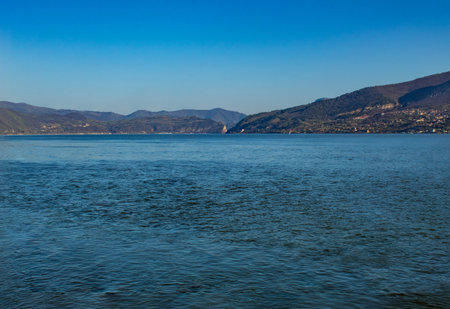View of the Danube from the banks of Donji Milanovac.の写真素材