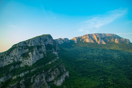 Hills above the Sicevac gorge. Before sunrise. Wonderful spring morning.の写真素材
