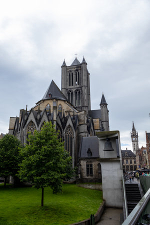 St. Nicholas Church  is one of the oldest and most prominent landmarks in Ghent, Belgium.の写真素材