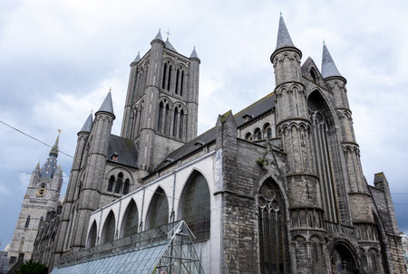 St. Nicholas Church  is one of the oldest and most prominent landmarks in Ghent, Belgium.の写真素材