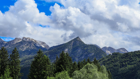 Golling an der Salzach, Austria. Traveling through Austria and a fantastic view of the Tennen Mountains.の写真素材