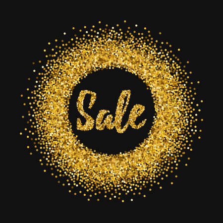 Gold sparkle vector circle for your text. Template for your design, invitationvoucher, certificate.のイラスト素材