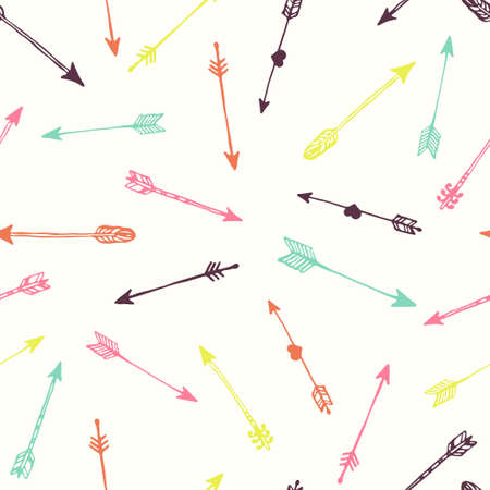 Ethnic doodle pattern with arrows. Hand drawn abstract backdrop. Wallpaper for pattern fills, web pageのイラスト素材
