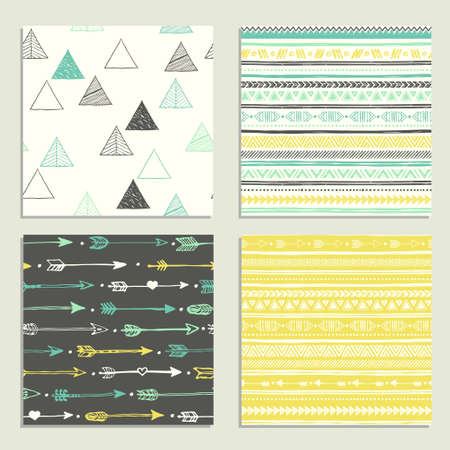 Boho seamless texture. Ethnic background with shape elements. Wallpaper for pattern fills, web pageのイラスト素材