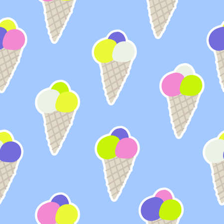 Seamless pattern with ice cream in sketch style.のイラスト素材