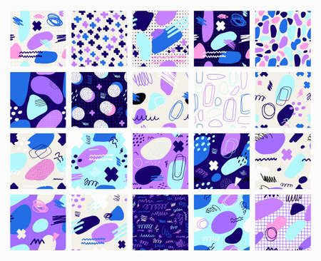 Hand Drawn textures made with ink. Isolated.