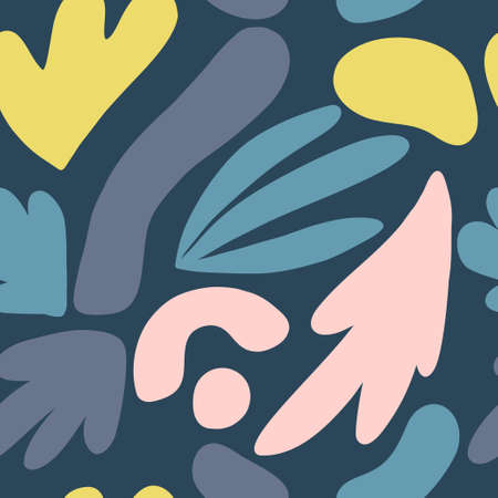 Seamless pattern with modern florel and abstract elements in fresh pastel colors. Vector illustration for card, print on clothes.のイラスト素材