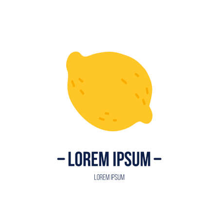 Doodle illustration with lemon. Logo template for your design. Vegetarian eating. Vector clipart.のイラスト素材