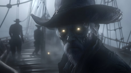Zombie in the old ship. halloween concept 3d renderingの素材