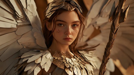 Portrait of a beautiful girl in the image of an angel.の素材