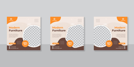 Modern Furniture social media post templates designのイラスト素材