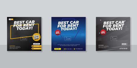 Rent a car banner for social media post templateのイラスト素材