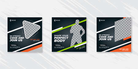 Gym and fitness social media post banner templateのイラスト素材