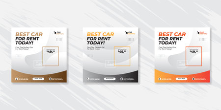 Rent a car banner for social media post templateのイラスト素材