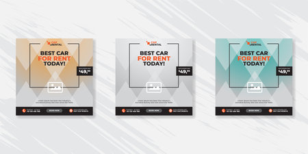 Rent a car banner for social media post templateのイラスト素材