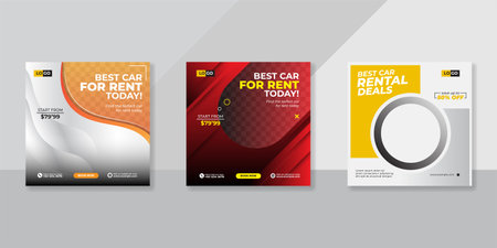 Rent a car banner for flyer and social media post templateのイラスト素材