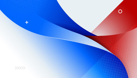 Modern blue and red abstract corporate background with smooth layered wavesのイラスト素材