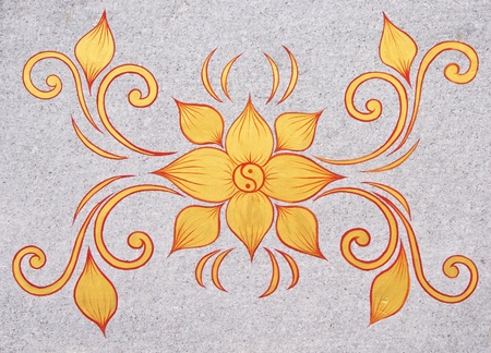 Writing patterns on the walls of ancient Chinese gold in Thailand granite のeditorial素材