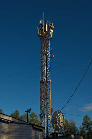 Construction communication tower at ski slope