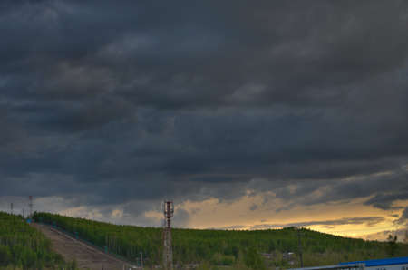 Ski sloupe view at summer cloudy weatherの写真素材