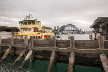 SYDNEY, AUSTRALIA - JUNE 03, 2018: View of Circular Quay ferry terminals.  Circular Quay is the gateway to many of the city's attractions as well as a major transport node.のeditorial素材