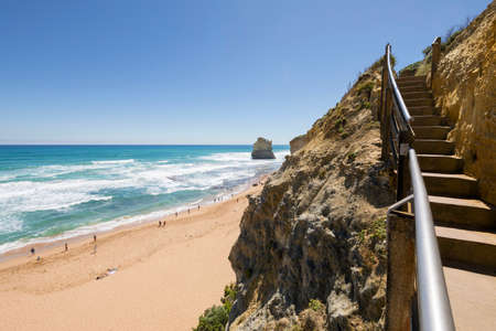 Gibson Steps and beach, Great Ocean Road, Victoria, Australiaの写真素材