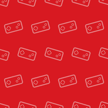Classic joystick on red background, seamless pattern background, seamless background, vector.