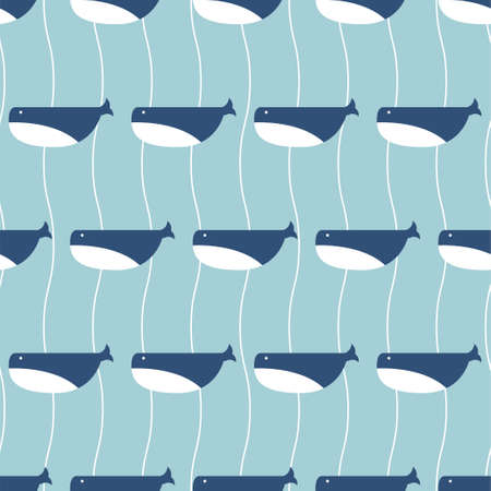 Whale seamless pattern background, seamless background, vector.のイラスト素材