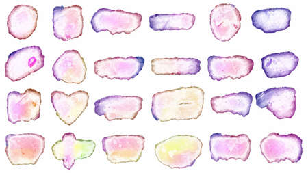 Set of pastel colorful watercolor brush isolate on white, vector.のイラスト素材