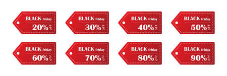 Set of Black Friday label, red sale label for you design, vector.のイラスト素材