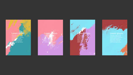 Set of colorful vector watercolor backgrounds for poster, brochure or flyer, Bundle of watercolor posters, flyers or cards. Banner template.のイラスト素材