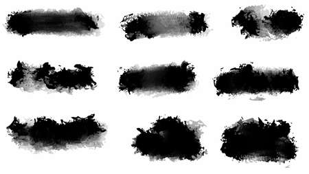 Big set of Black grunge stroke brush , banner, label, for your design, vector.のイラスト素材