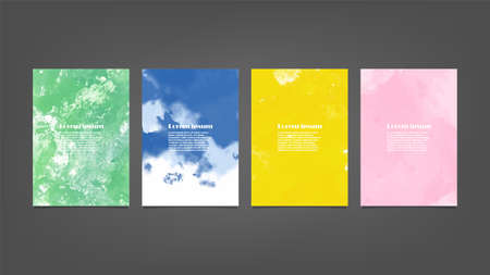 Set of colorful vector watercolor backgrounds for poster, brochure or flyer, Bundle of watercolor posters, flyers or cards. Banner template.の写真素材