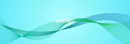 Abstract blue background and green wave, background with copy space for design, vector.のイラスト素材
