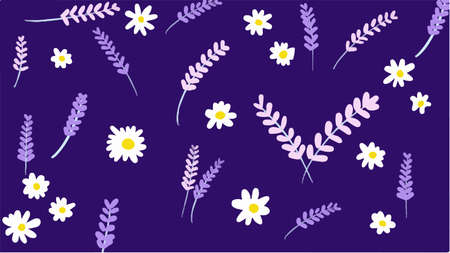 flower pattern on blue background, vector.のイラスト素材