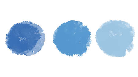 Set of pastel blue watercolor brush isolate on white, vector.のイラスト素材