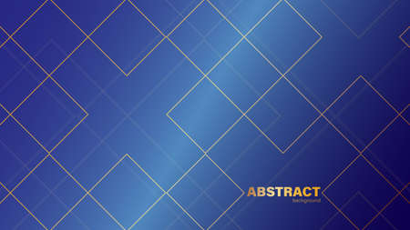 Abstract blue background and gold rectangular grid, background with copy space for design, vector.のイラスト素材