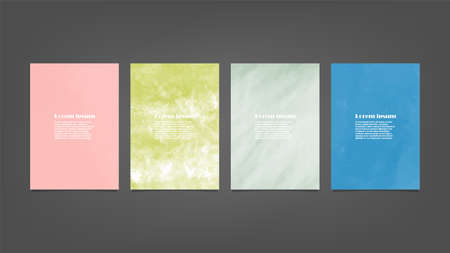 Set of colorful vector watercolor backgrounds for poster, brochure or flyer, Bundle of watercolor posters, flyers or cards. Banner template.の写真素材