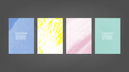 Set of colorful vector watercolor backgrounds for poster, brochure or flyer, Bundle of watercolor posters, flyers or cards. Banner template.の写真素材