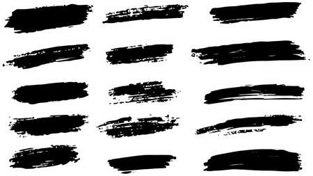 Big set of Black grunge stroke brush , banner, label, for your design, vector.のイラスト素材