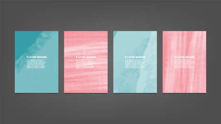 Set of colorful vector watercolor backgrounds for poster, brochure or flyer, Bundle of watercolor posters, flyers or cards. Banner template.のイラスト素材