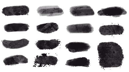 Big set of Black grunge stroke brush , banner, label, for your design, vector.のイラスト素材