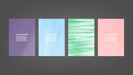 Set of colorful vector watercolor backgrounds for poster, brochure or flyer, Bundle of watercolor posters, flyers or cards. Banner template.の写真素材
