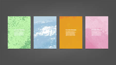Set of colorful vector watercolor backgrounds for poster, brochure or flyer, Bundle of watercolor posters, flyers or cards. Banner template.のイラスト素材
