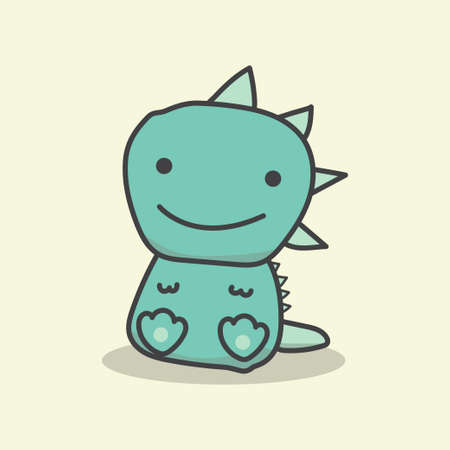Cute dinosaur on green background. vector illustration.のイラスト素材