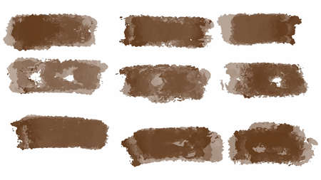 Big set of brown grunge stroke brush , banner, label, for your design, vector.のイラスト素材